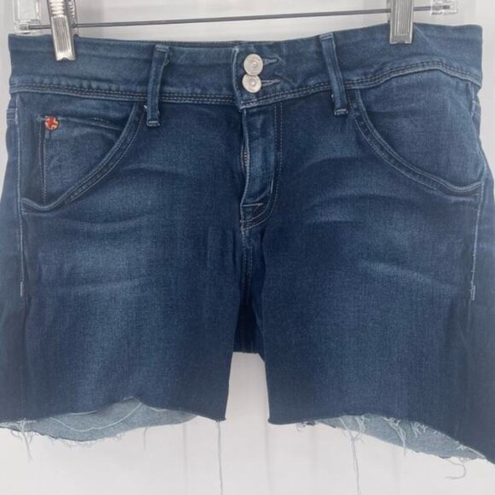 HUDSON Dark wash denim shorts raw hem size 29
